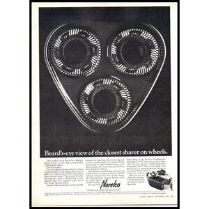 1967 Norelco TripleHeader Speedshaver 35T Vintage Print Ad Razor Wall Art Photo